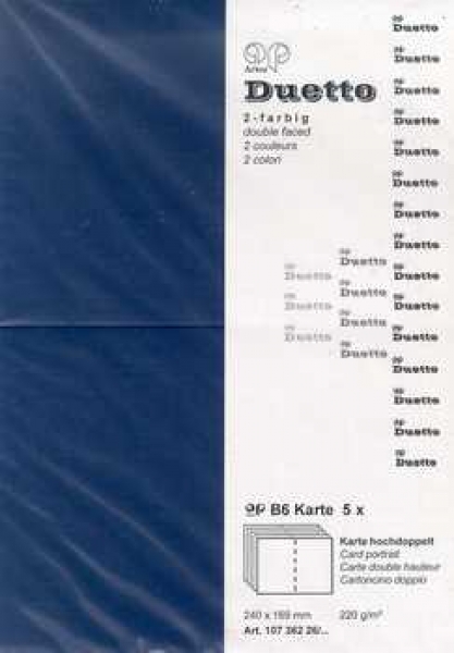 Doppelkarte Duetto, blau-weiss